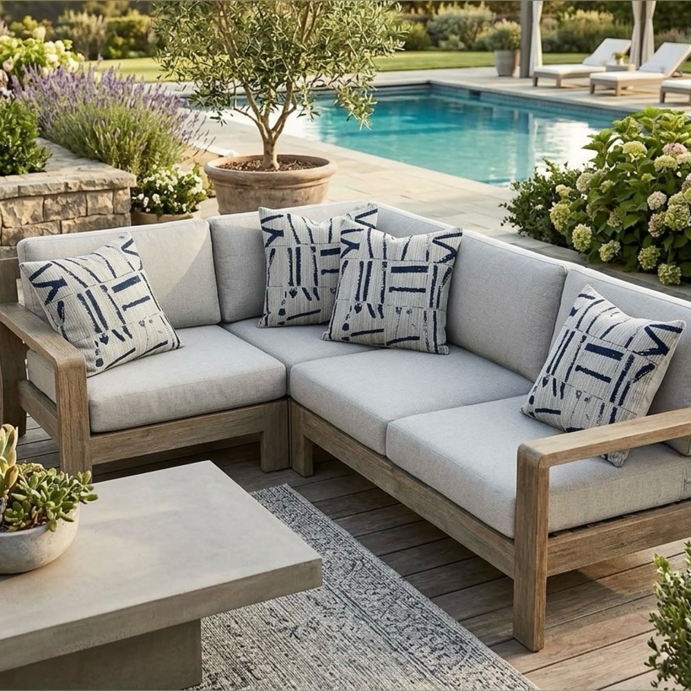 Restoration Hardware-Outdoor pillow covers Bella-Dura Sumi set of (4)